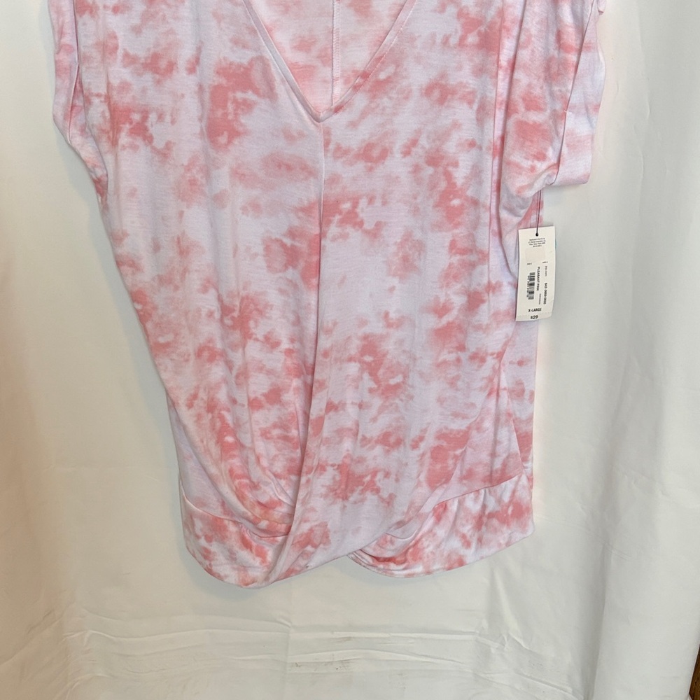 A.N.A. Pink and White Tie-Dye V-Neck Top size XL NWT - Picture 2 of 6